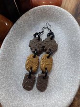 Load image into Gallery viewer, Wrenwood dangle handmade earrings polymer clay earthy
