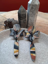 Load image into Gallery viewer, Tie dye gum nut stud handmade earrings polymer clay earthy
