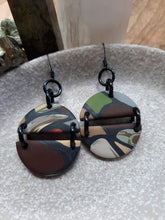 Load image into Gallery viewer, Smokey Quartz dangle handmade earrings polymer clay earthy
