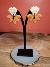 Load image into Gallery viewer, Terracotta flower handmade earrings polymer clay earthy

