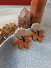 Load image into Gallery viewer, Terracotta flower handmade earrings polymer clay earthy
