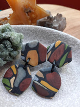 Load image into Gallery viewer, Leadlight gum nuts stud handmade earrings polymer clay earthy
