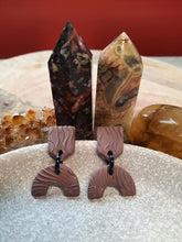 Load image into Gallery viewer, Rainbow waves stud handmade earrings polymer clay earthy
