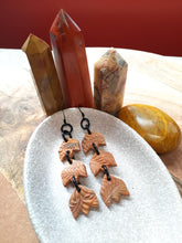 Load image into Gallery viewer, Mahogany dangle handmade earrings polymer clay earthy
