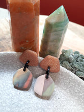 Load image into Gallery viewer, Tie dye dreams stud handmade earrings polymer clay earthy
