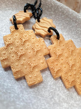 Load image into Gallery viewer, Golden stars dangle handmade earrings polymer clay earthy
