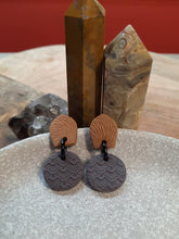 Load image into Gallery viewer, Grey sky stud handmade earrings polymer clay earthy
