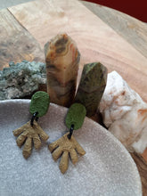 Load image into Gallery viewer, Pesto gold stud handmade earrings polymer clay earthy
