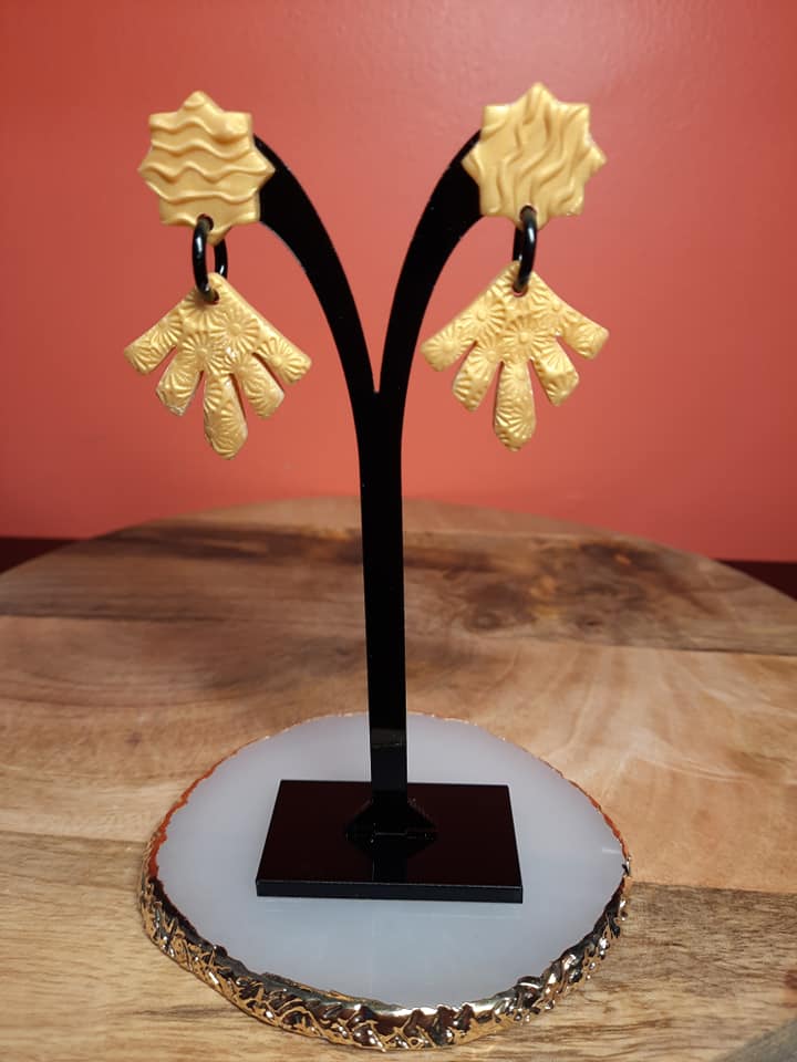 Shooting stars stud handmade earrings polymer clay earthy