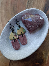 Load image into Gallery viewer, Red wine dangle handmade earrings polymer clay earthy
