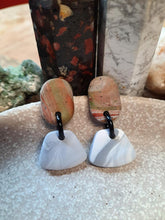 Load image into Gallery viewer, Marble stud handmade earrings polymer clay earthy
