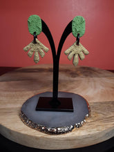 Load image into Gallery viewer, Pesto gold stud handmade earrings polymer clay earthy
