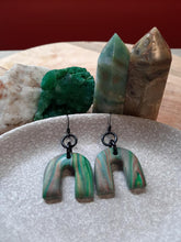 Load image into Gallery viewer, Mint slice dangle handmade earrings polymer clay earthy

