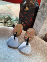 Load image into Gallery viewer, Marble stud handmade earrings polymer clay earthy
