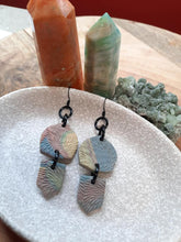 Load image into Gallery viewer, Ocean foam dangle handmade earrings polymer clay earthy
