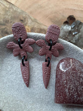 Load image into Gallery viewer, Red wine stud handmade earrings polymer clay earthy

