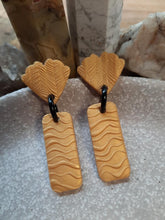 Load image into Gallery viewer, Sunflower gold stud handmade earrings polymer clay earthy
