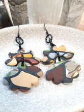 Load image into Gallery viewer, flower leadlight dangle handmade earrings polymer clay earthy
