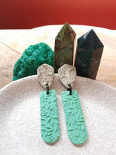 Load image into Gallery viewer, Rainforest stud handmade earrings polymer clay earthy
