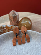 Load image into Gallery viewer, Rusty rainbow stud handmade earrings polymer clay earthy
