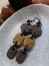 Load image into Gallery viewer, Wrenwood dangle handmade earrings polymer clay earthy
