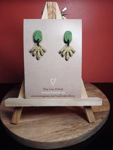 Load image into Gallery viewer, Pesto gold stud handmade earrings polymer clay earthy
