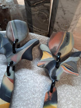 Load image into Gallery viewer, Tie dye gum nut stud handmade earrings polymer clay earthy
