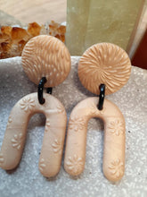 Load image into Gallery viewer, Rose gold stud handmade earrings polymer clay earthy
