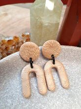 Load image into Gallery viewer, Rose gold stud handmade earrings polymer clay earthy
