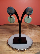 Load image into Gallery viewer, Sage stud handmade earrings polymer clay earthy
