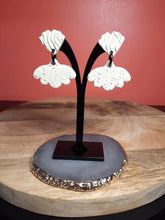 Load image into Gallery viewer, Howlite flower stud handmade earrings polymer clay earthy
