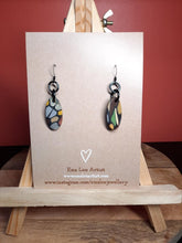 Load image into Gallery viewer, Oval leadlight dangle handmade earrings polymer clay earthy
