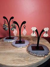 Load image into Gallery viewer, flower leadlight dangle handmade earrings polymer clay earthy
