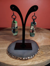 Load image into Gallery viewer, Swampy dangle handmade earrings polymer clay earthy
