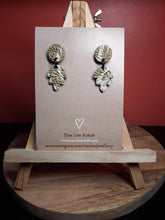 Load image into Gallery viewer, Moss agate stud handmade earrings polymer clay earthy
