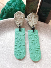 Load image into Gallery viewer, Rainforest stud handmade earrings polymer clay earthy
