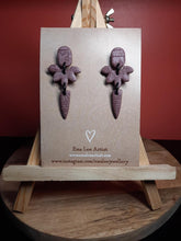 Load image into Gallery viewer, Red wine stud handmade earrings polymer clay earthy
