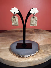 Load image into Gallery viewer, Earth lotus stud handmade earrings polymer clay earthy
