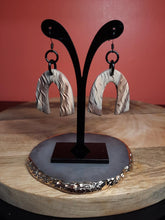 Load image into Gallery viewer, Earthy glitter rainbow dangle handmade earrings polymer clay earthy
