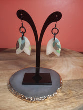 Load image into Gallery viewer, Eucalyptus leaf dangle handmade earrings polymer clay earthy
