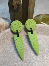 Load image into Gallery viewer, Palm leaf stud handmade earrings polymer clay earthy
