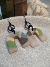 Load image into Gallery viewer, Frosty rainbow dangle handmade earrings polymer clay earthy
