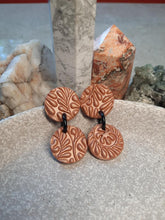 Load image into Gallery viewer, Rose beige stud handmade earrings polymer clay earthy
