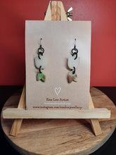 Load image into Gallery viewer, Night frost dangle handmade earrings polymer clay earthy
