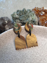 Load image into Gallery viewer, Marigold stud handmade earrings polymer clay earthy
