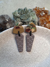 Load image into Gallery viewer, Fallen timber stud handmade earrings polymer clay earthy

