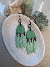 Load image into Gallery viewer, Sea green dangle handmade earrings polymer clay earthy
