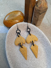 Load image into Gallery viewer, Honeysuckle dangle handmade earrings polymer clay earthy
