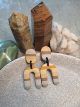 Load image into Gallery viewer, Tranquility stud handmade earrings polymer clay earthy
