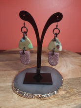 Load image into Gallery viewer, Red wine dangle handmade earrings polymer clay earthy
